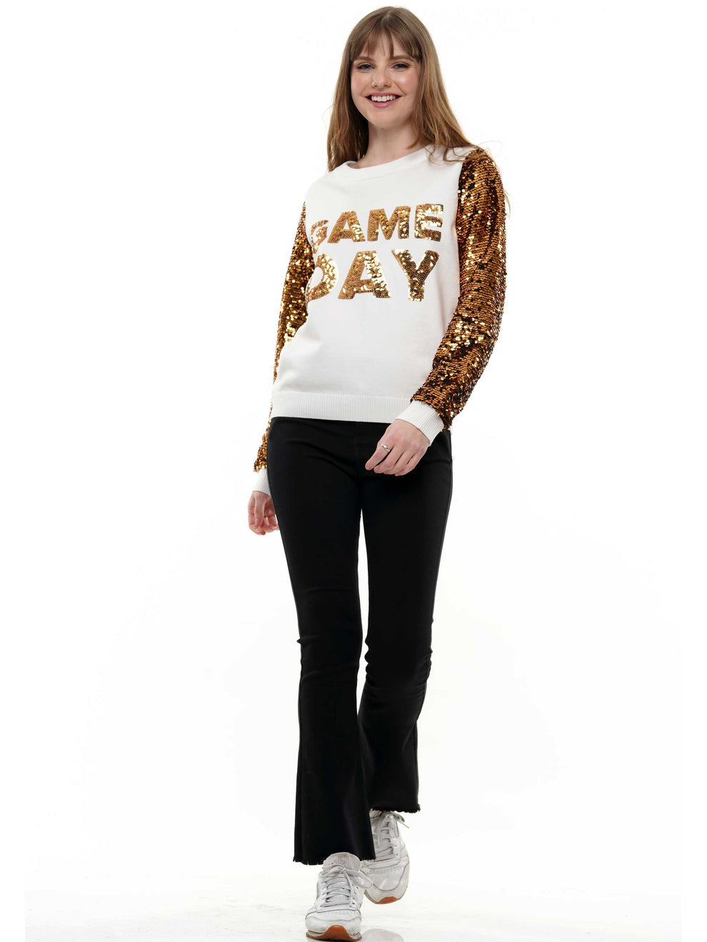 Game Day Long Sleeve Sequin Sleeve Sweater