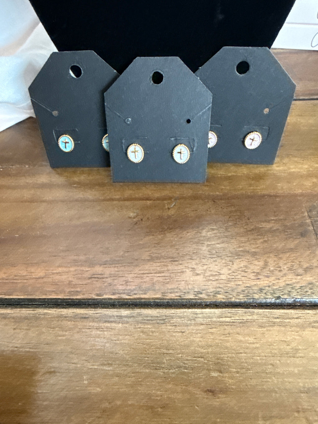 Cross Oval Stud Earrings