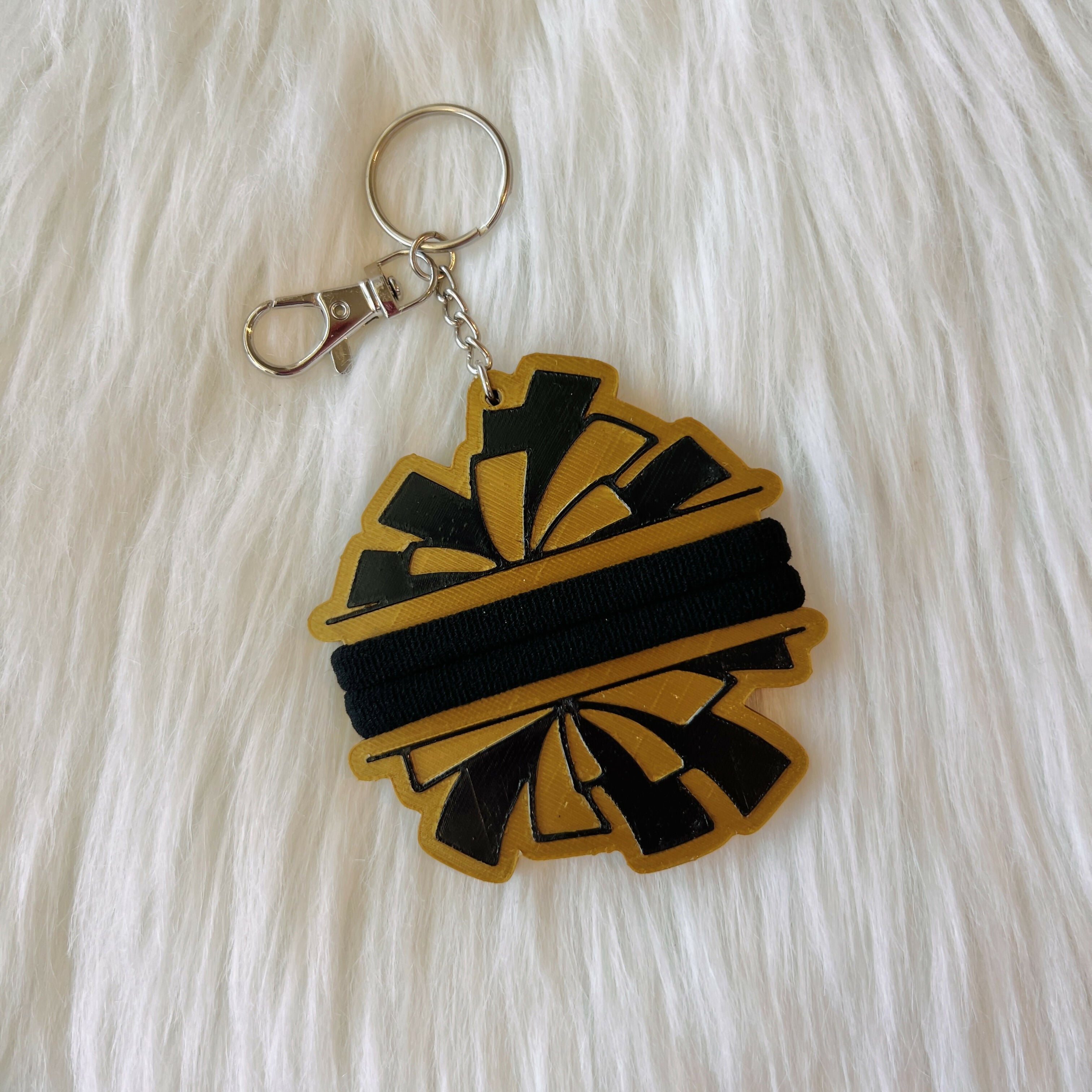 Gold & Black PomPom Hair Tie Holder