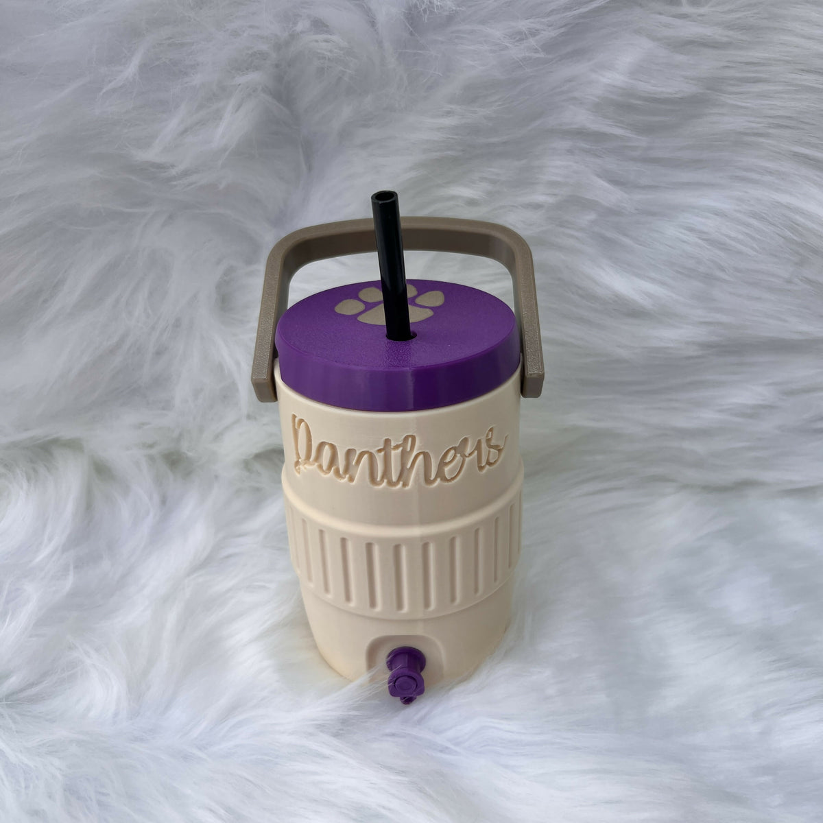 Cream Panthers Can Holder Jug