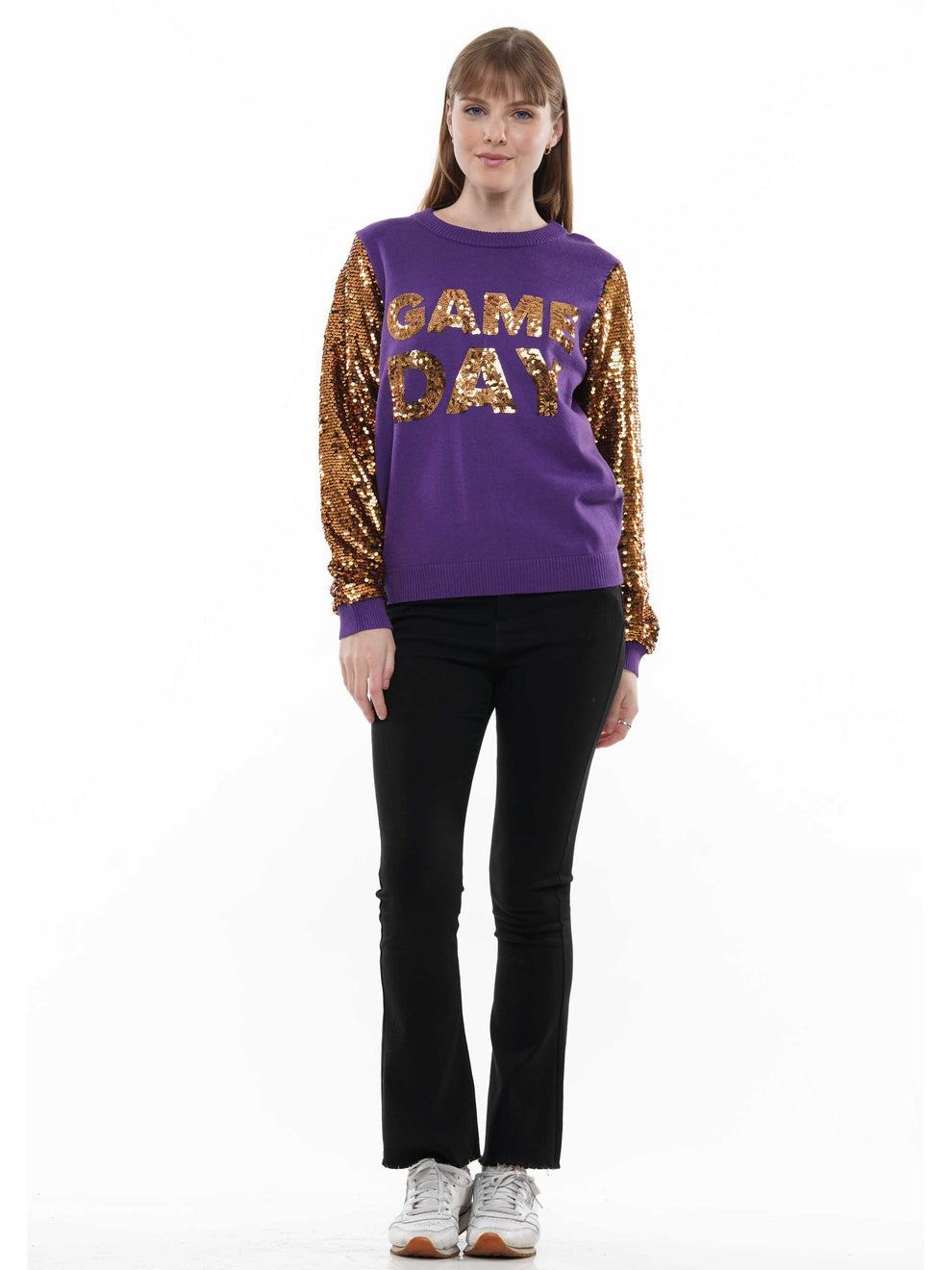 Game Day Long Sleeve Sequin Sleeve Sweater