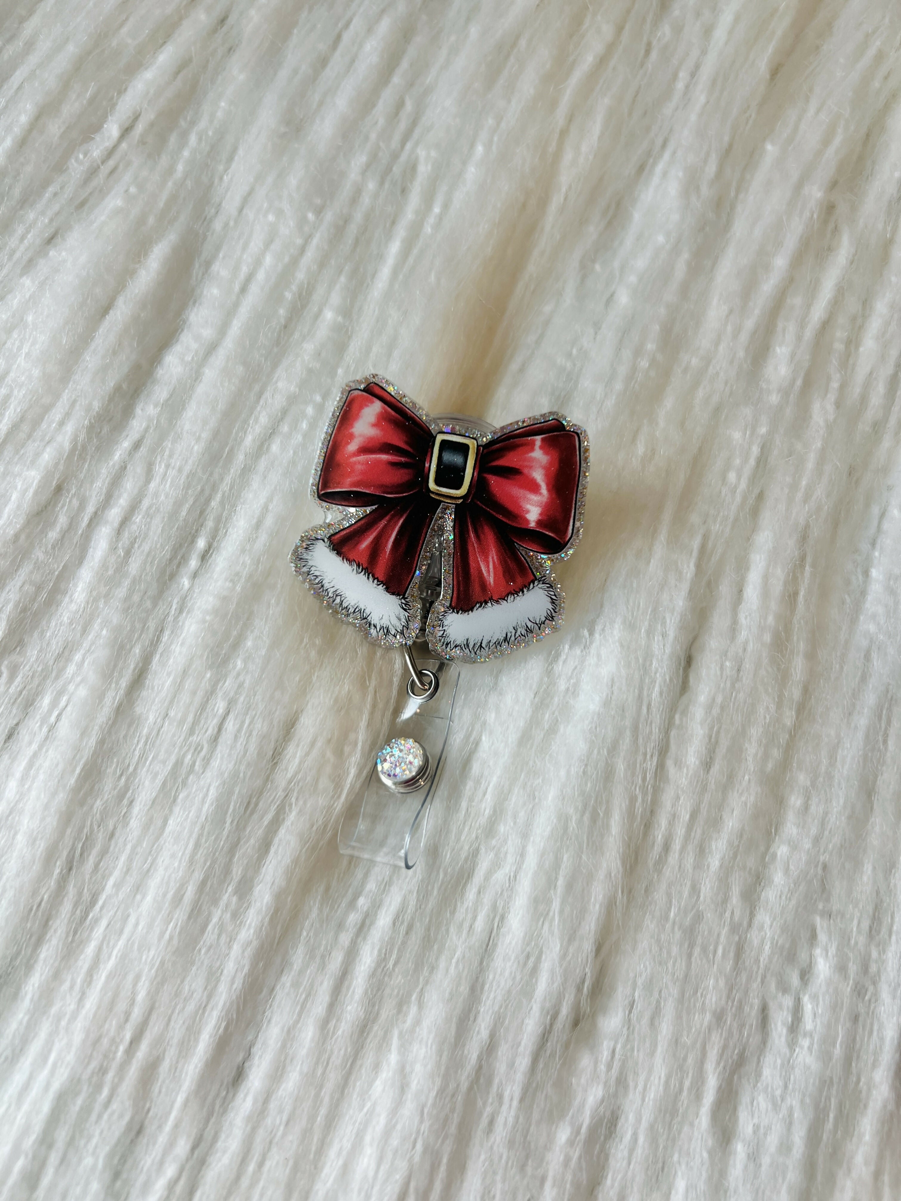 Santa Belt Bow Badge Reel