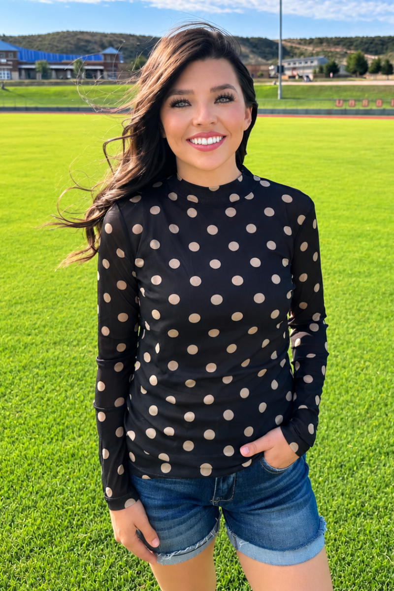 Polka Dot Mesh Top