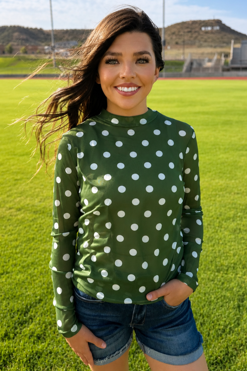 Polka Dot Mesh Top