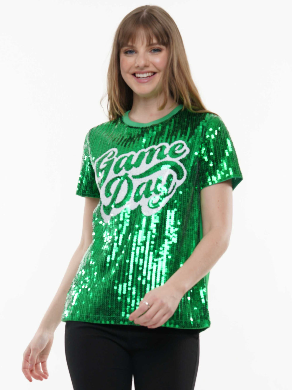 Game Day Short Sleeve Sequin Top Asst. Colors