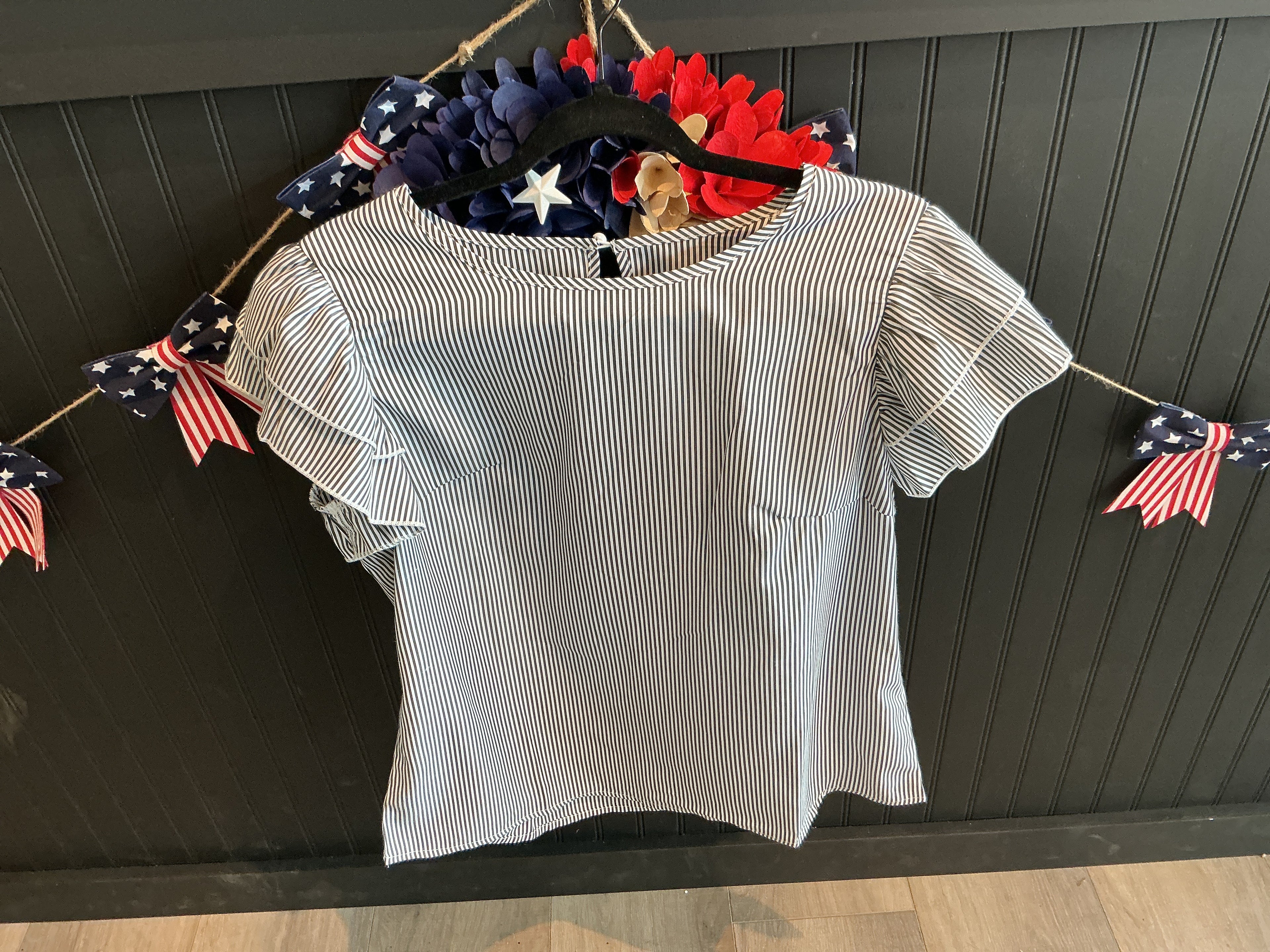 Striped Flutter Sleeve
