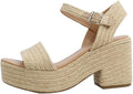 Soda Women's Castle Jute Open Toe Ankle Strap Platform Wedge