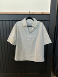 Green Stripe Blouse with Collar