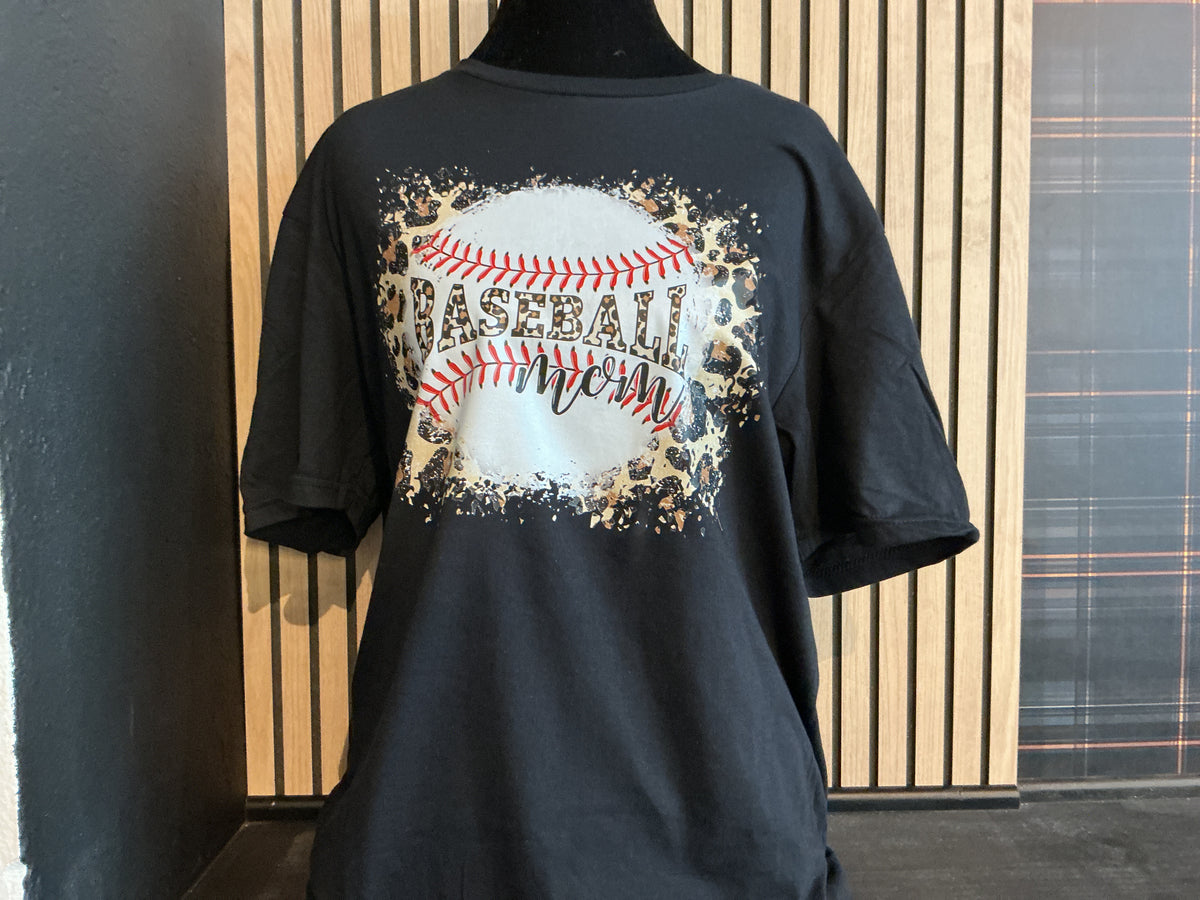 Black Leopard Baseball Mom Shirt