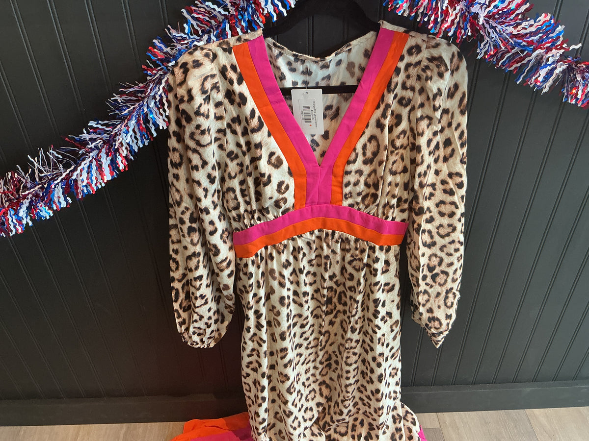Orange/Pink Leopard Dress