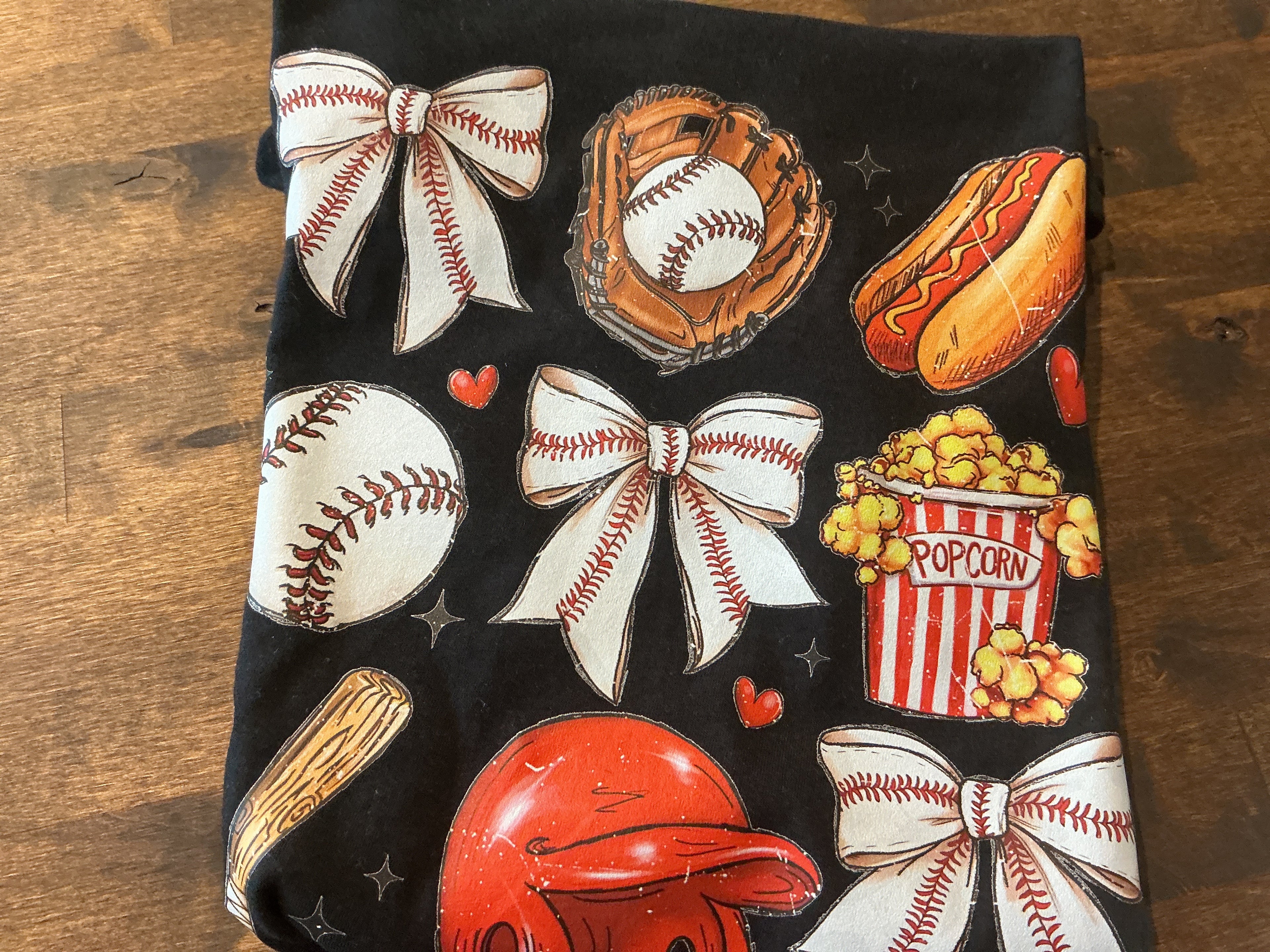 Baseball Bows Popcorn Tee