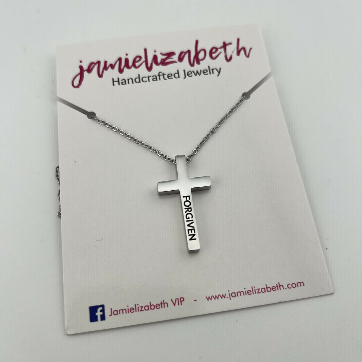 Silver Cross Necklace - "Forgiven"