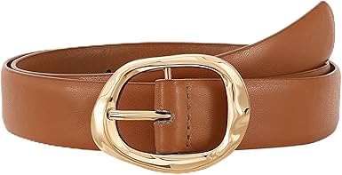 leather belt with gold buckle