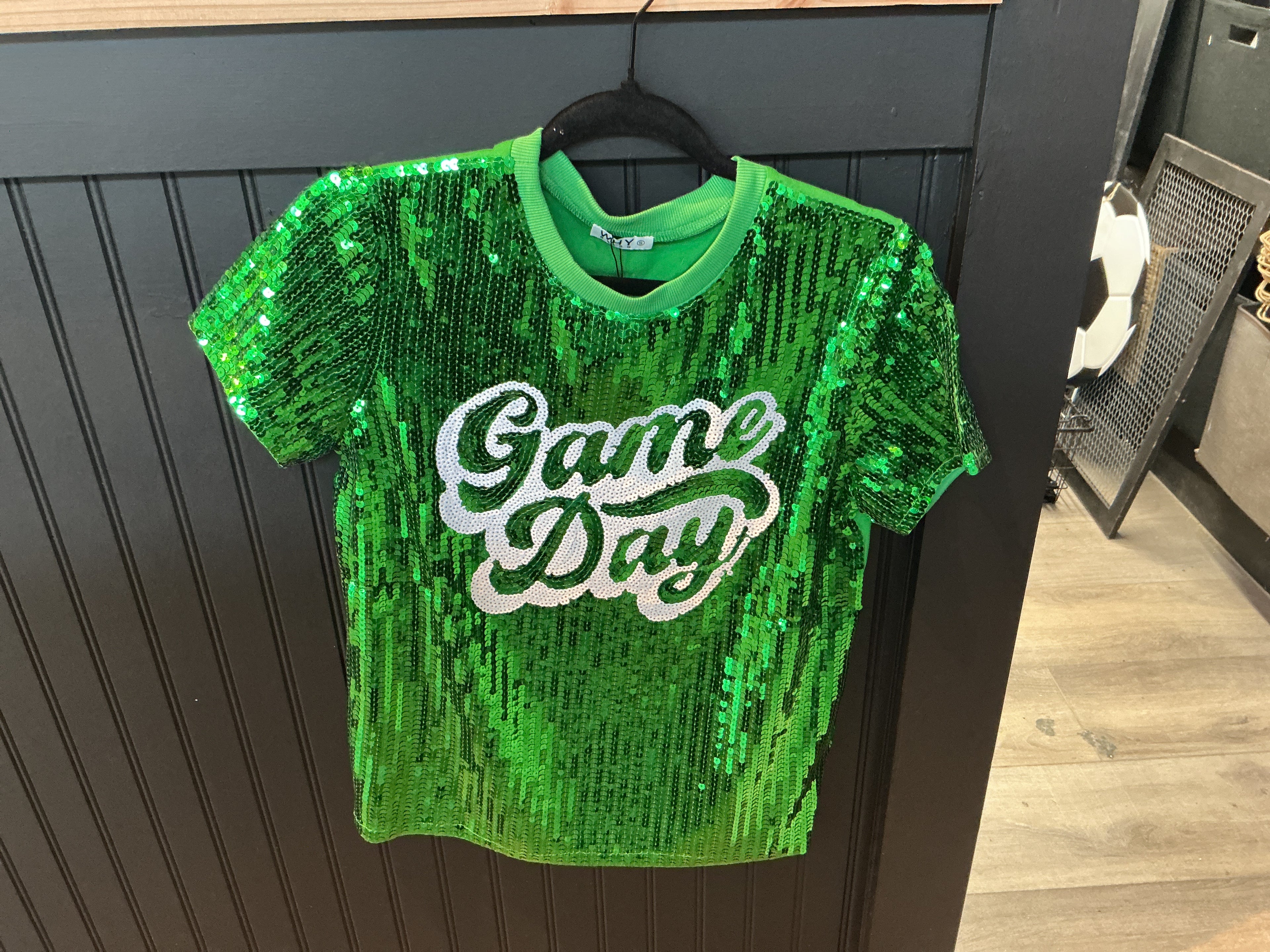 Green Sparkle Gameday Top