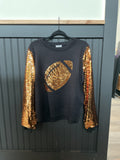 Long Sleeve Sequin Football Sweater