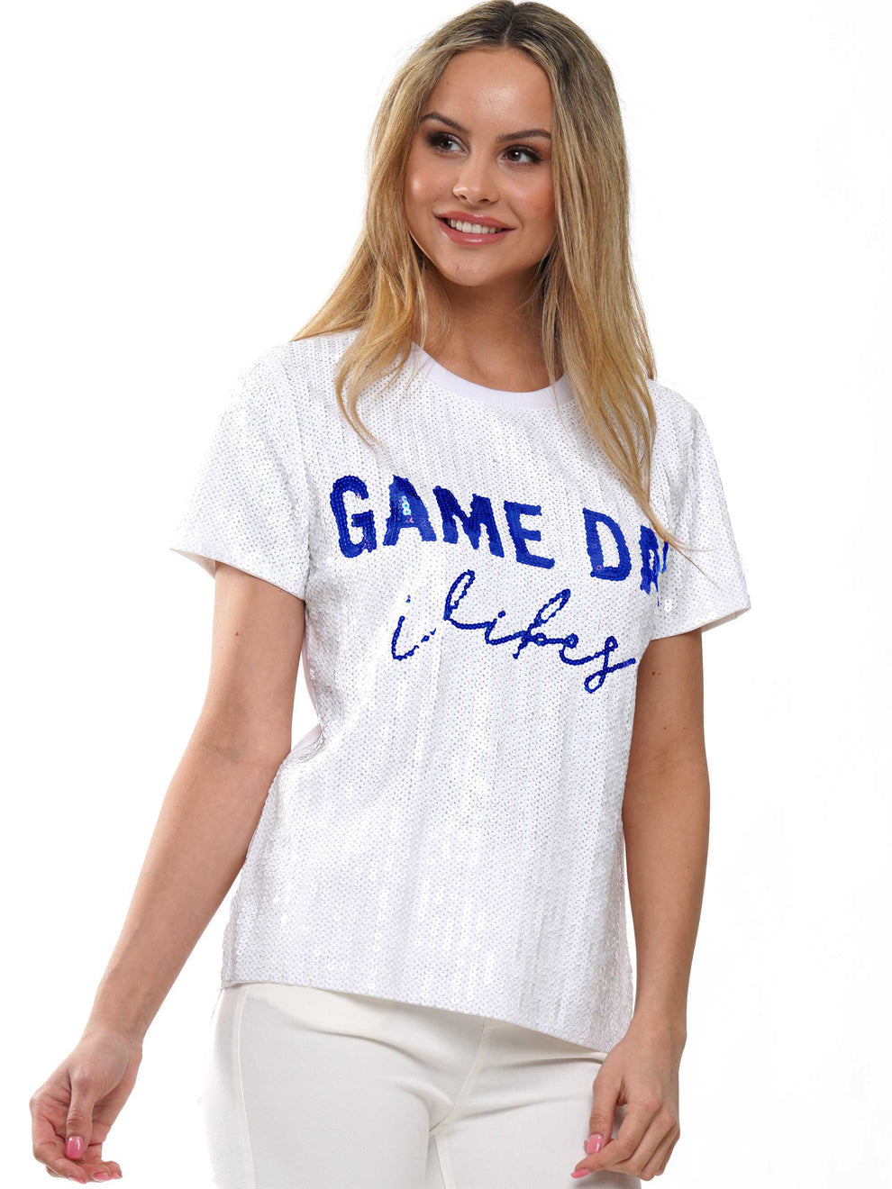 Game Day Short Sleeve Sequin Top Asst. Colors