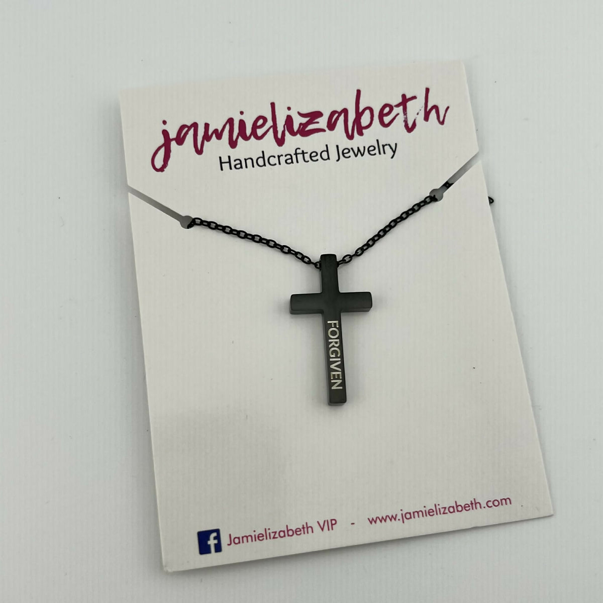 Black Cross Necklace - "Forgiven"