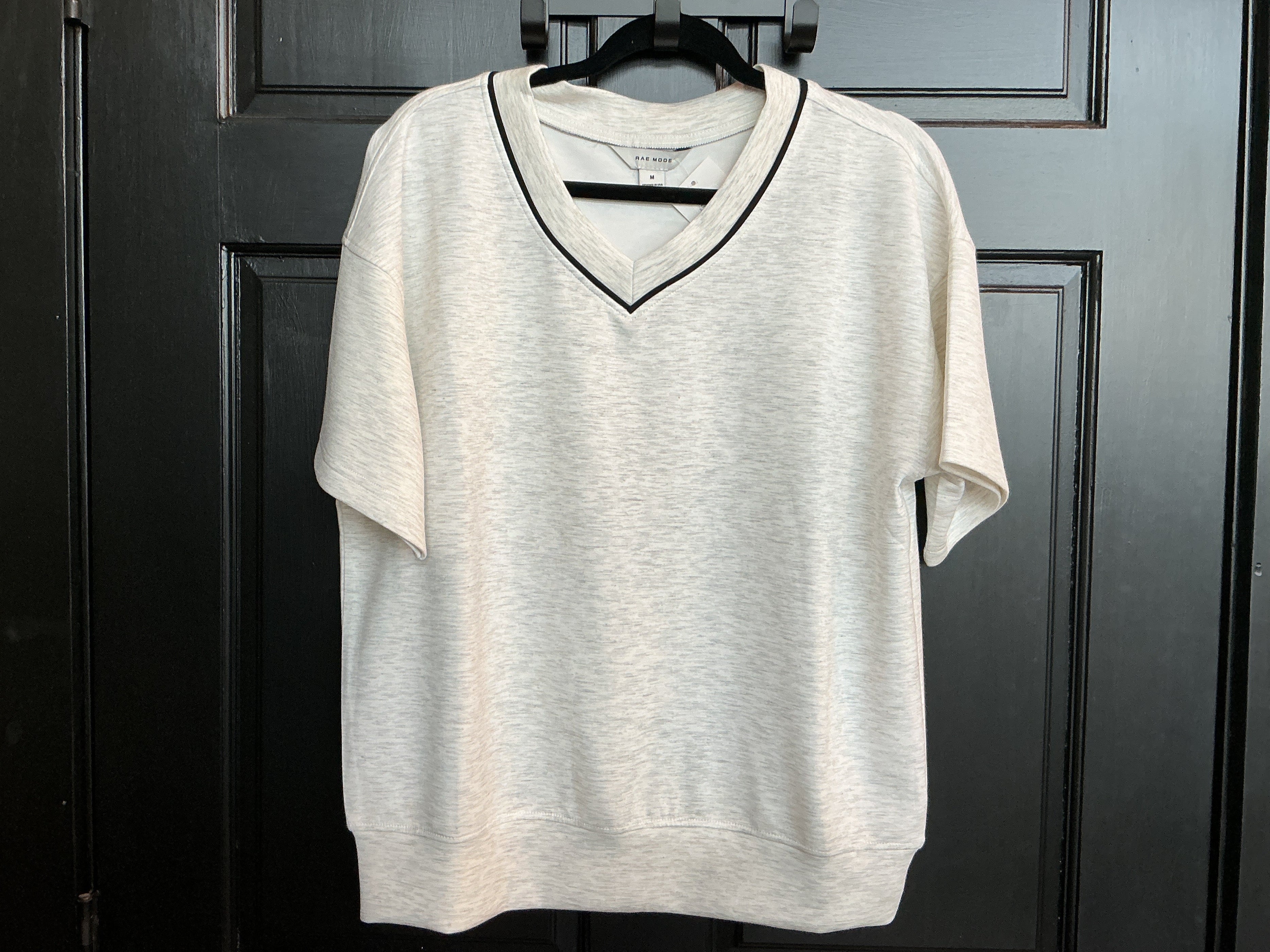Modal Poly Span Scuba Stripe Basic Short Sleeve Top