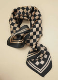 Checkered silk scarf- Tan
