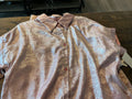 Light pink metallic short sleeve buttoned front blouse
