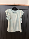 Light Green Ruffle Sleeve Top