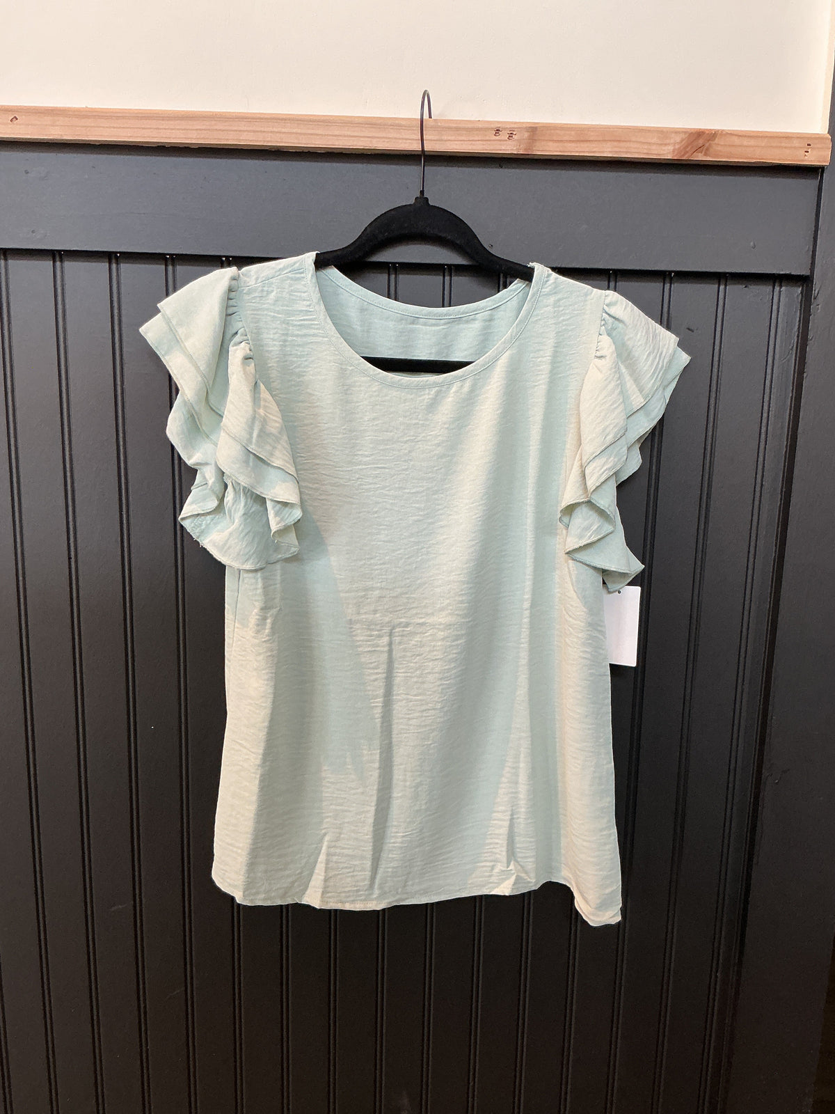 Light Green Ruffle Sleeve Top