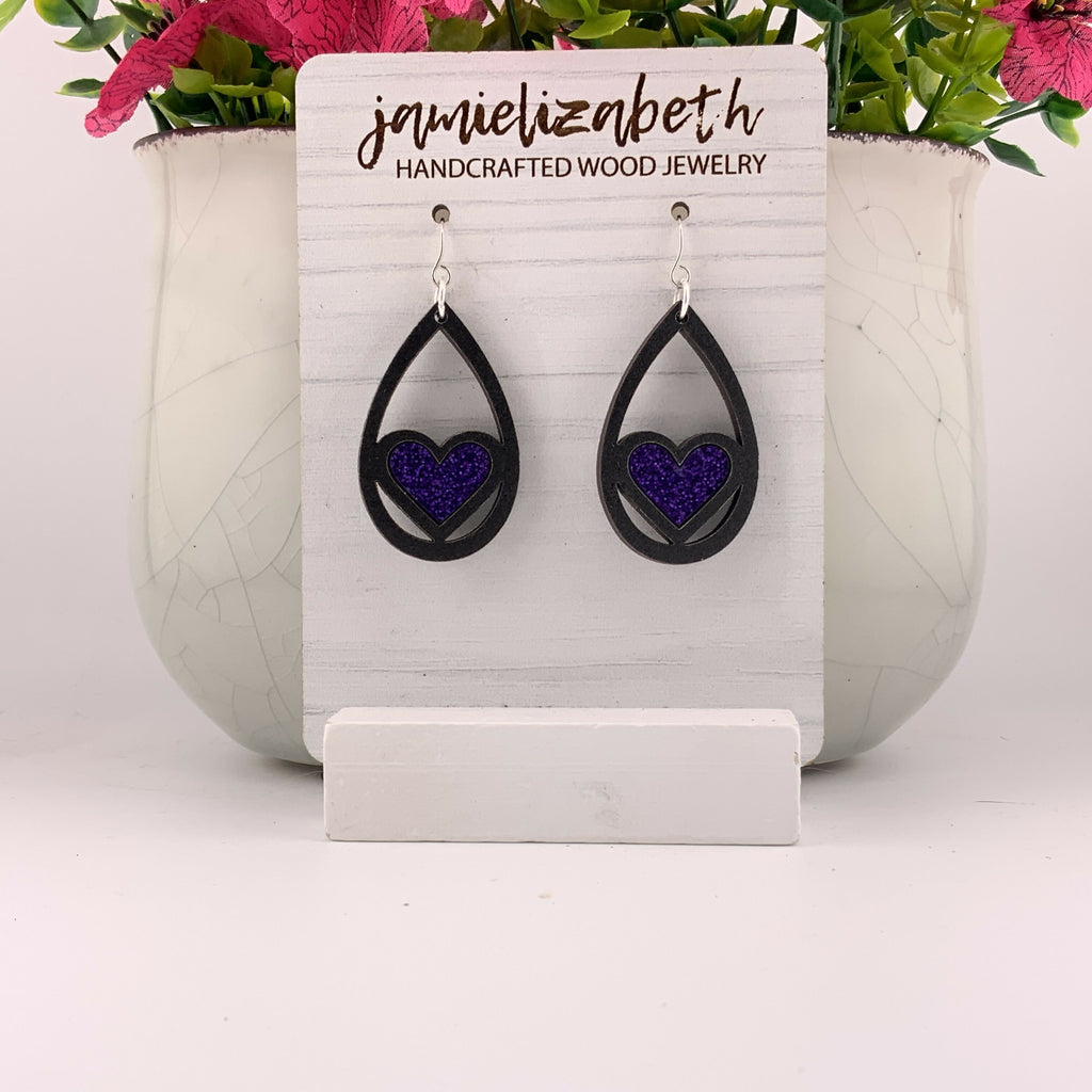 Purple Heart Earrings