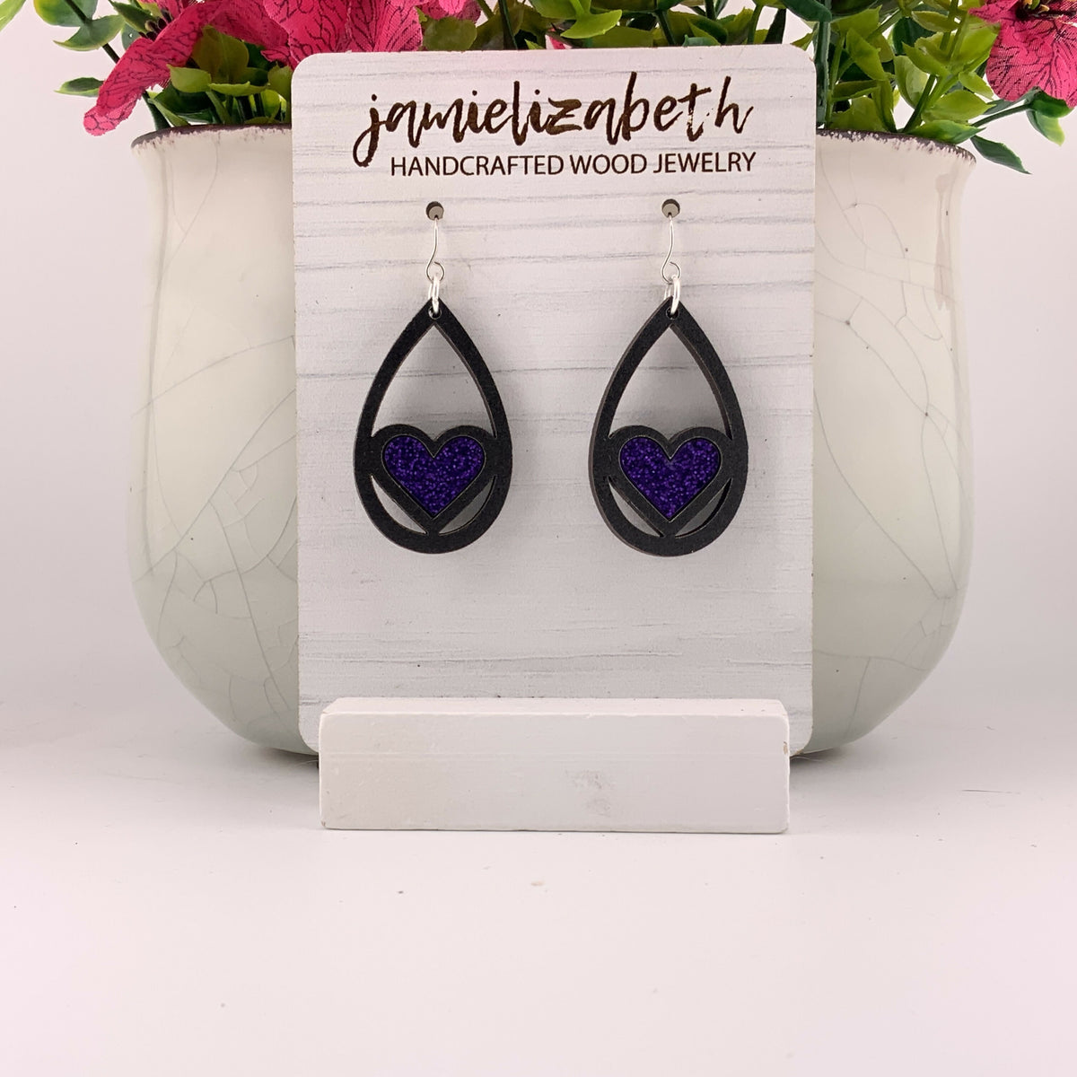 Purple Heart Earrings