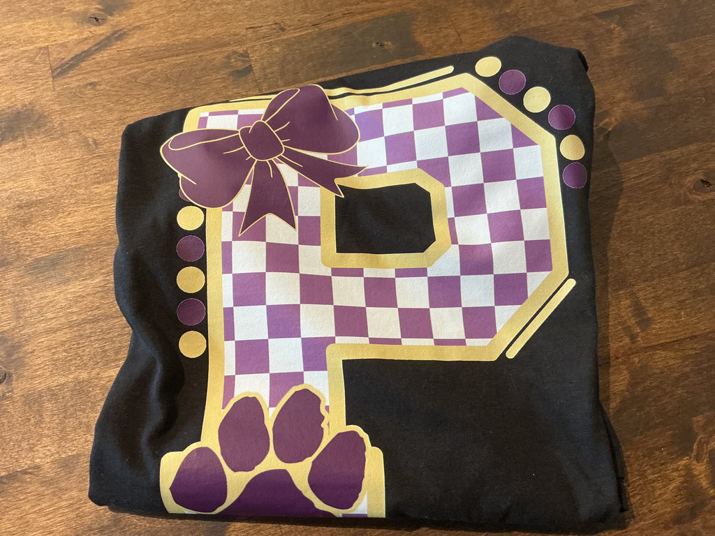 Panther checkered bow tee