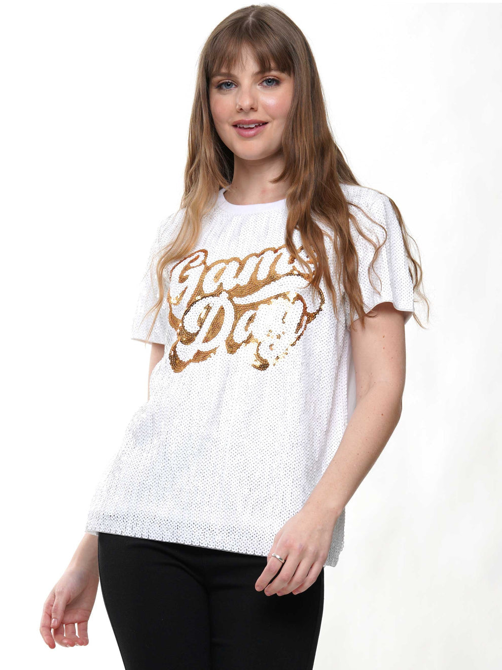 Game Day Short Sleeve Sequin Top Asst. Colors