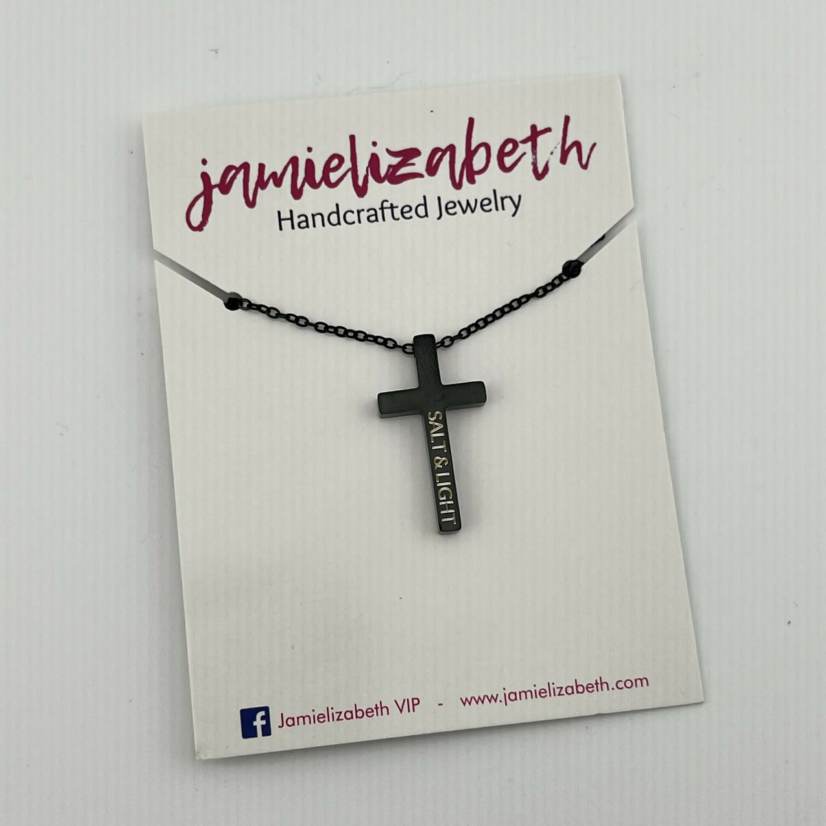 Black Cross Necklace- "Salt & Light"