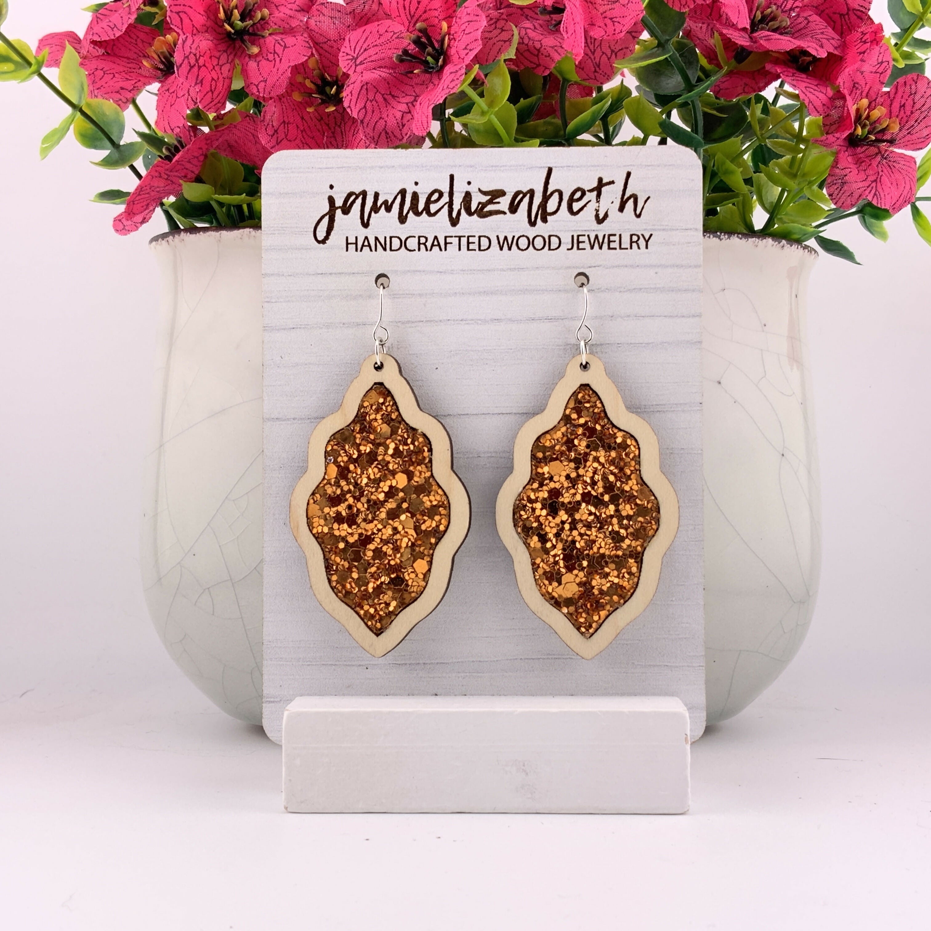 Orange Glitter Earrings
