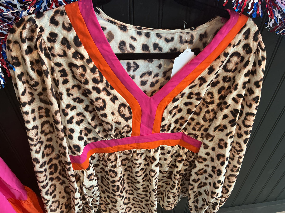 Orange/ Pink Leopard Top