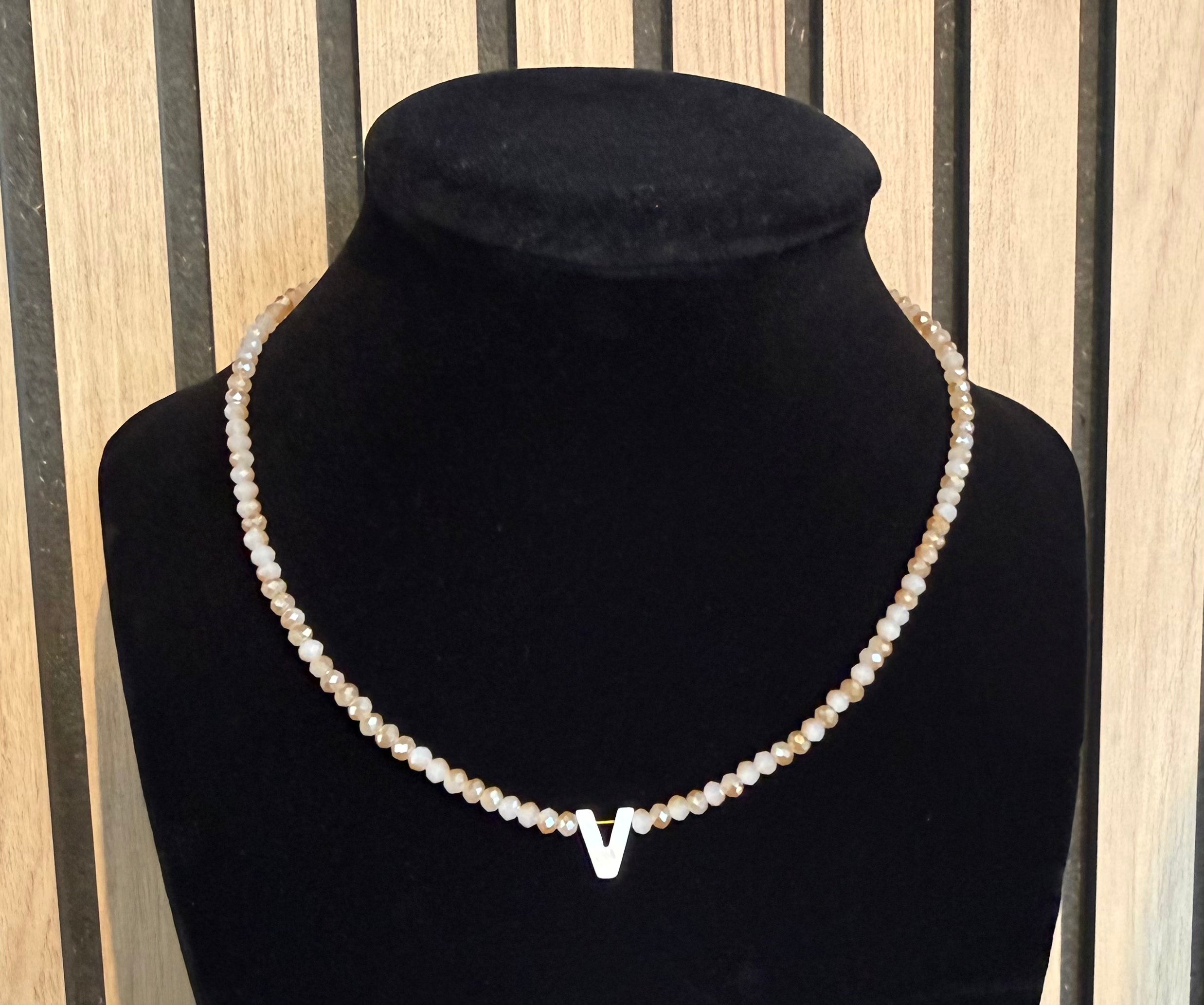 Beaded Shell Initial necklace