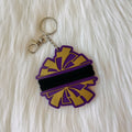 Purple & Gold PomPom Hair Tie Holder