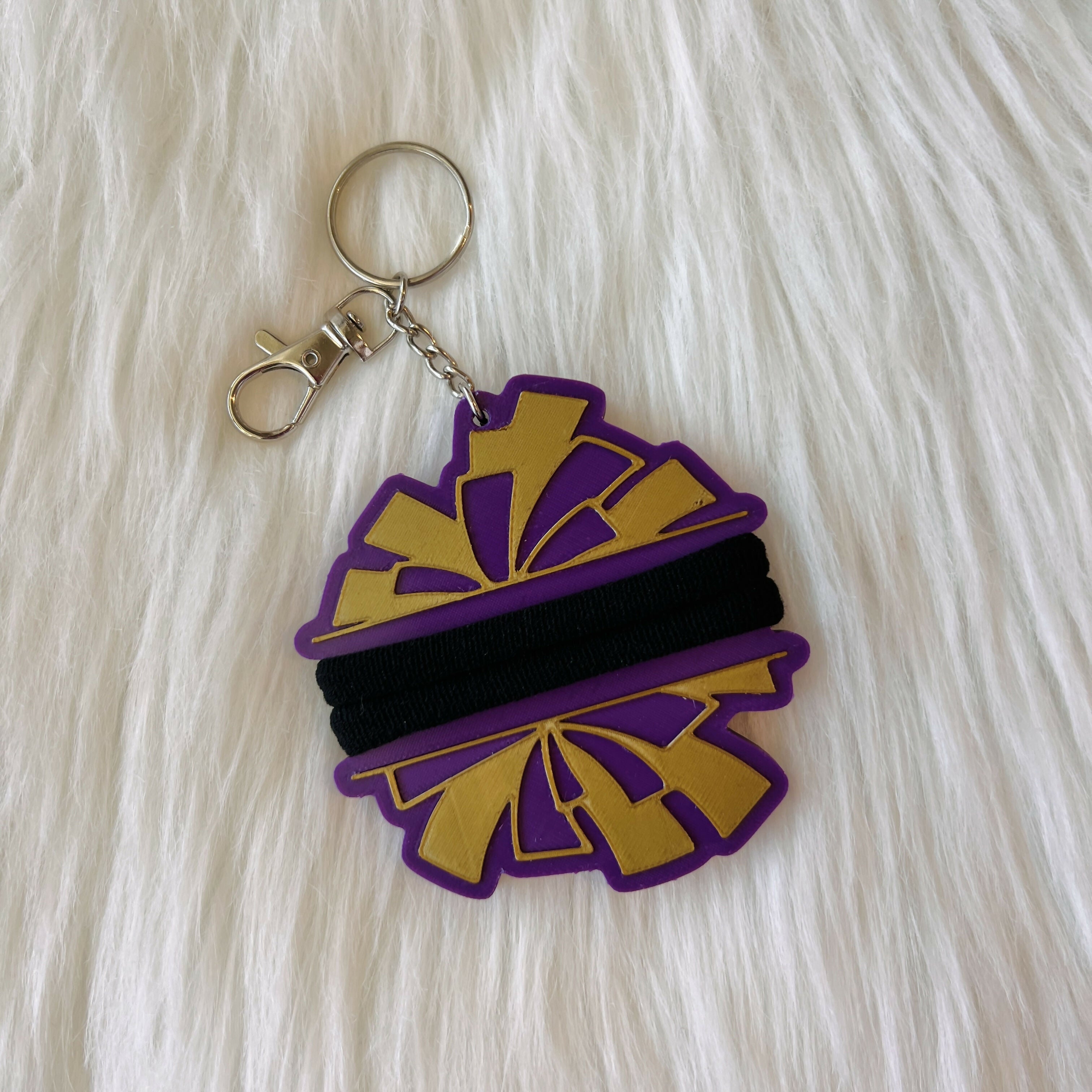 Purple & Gold PomPom Hair Tie Holder