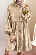 Gold Metallic Button Down Short Dress