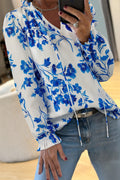 Blue Florals Front Tie Top