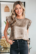 Gold Metallic Ruffle Blouse SS