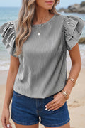 Striped Flutter Sleeve