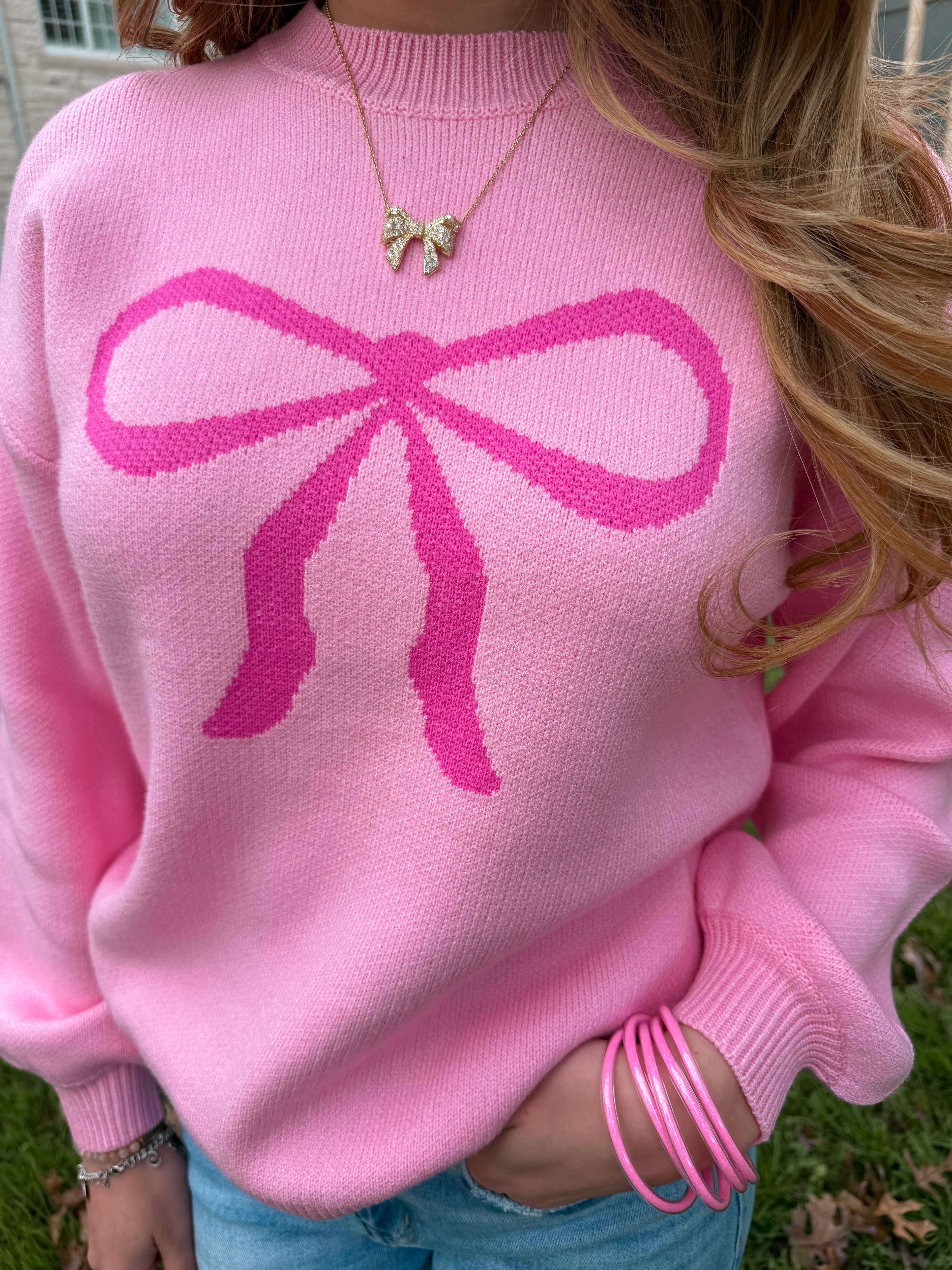 Pink Bow Sweater