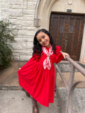 Red L/S Ruffle Dress