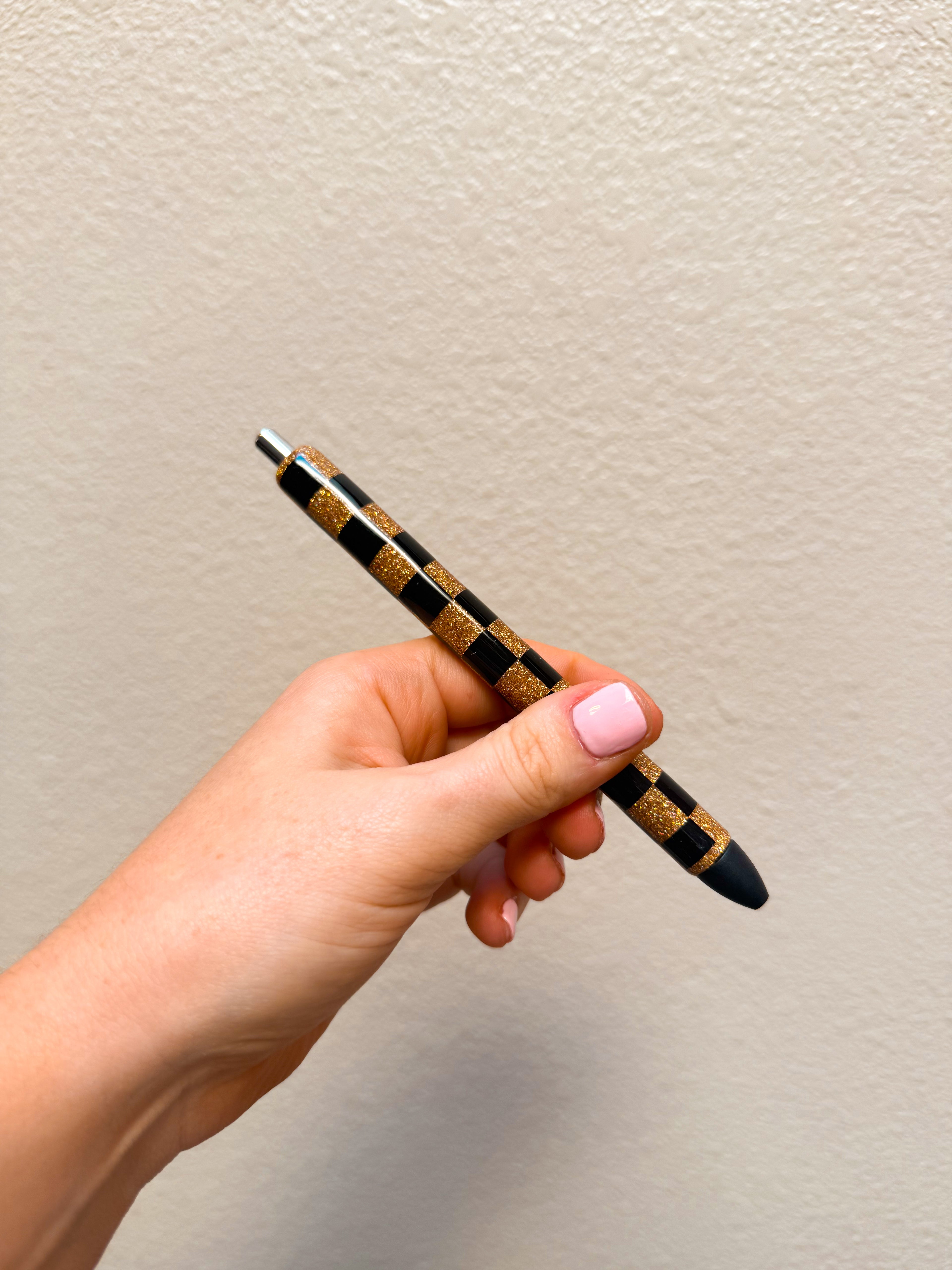 Black and Gold Checkered Pen