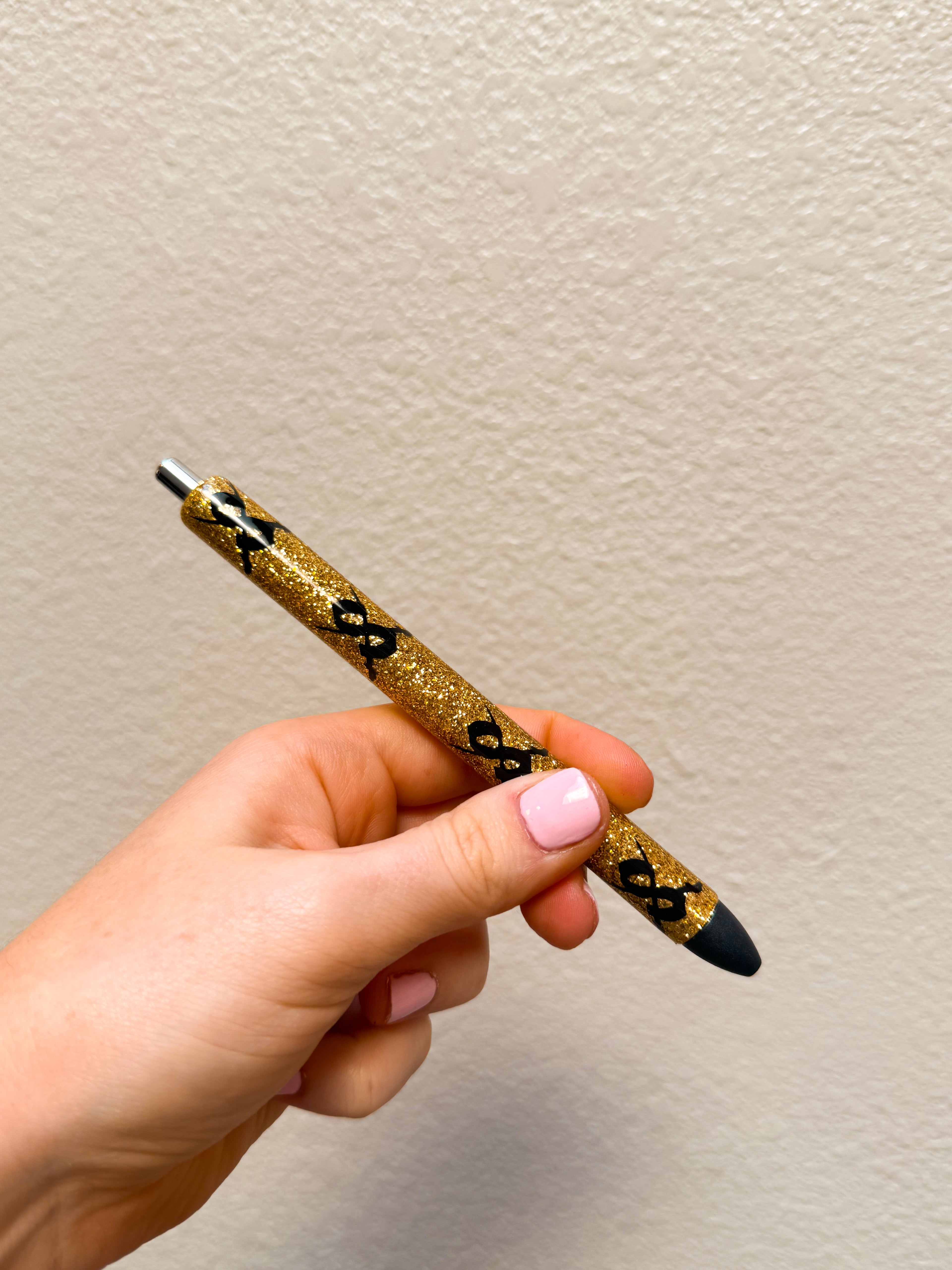 Gold Glitter Swords Up Pen
