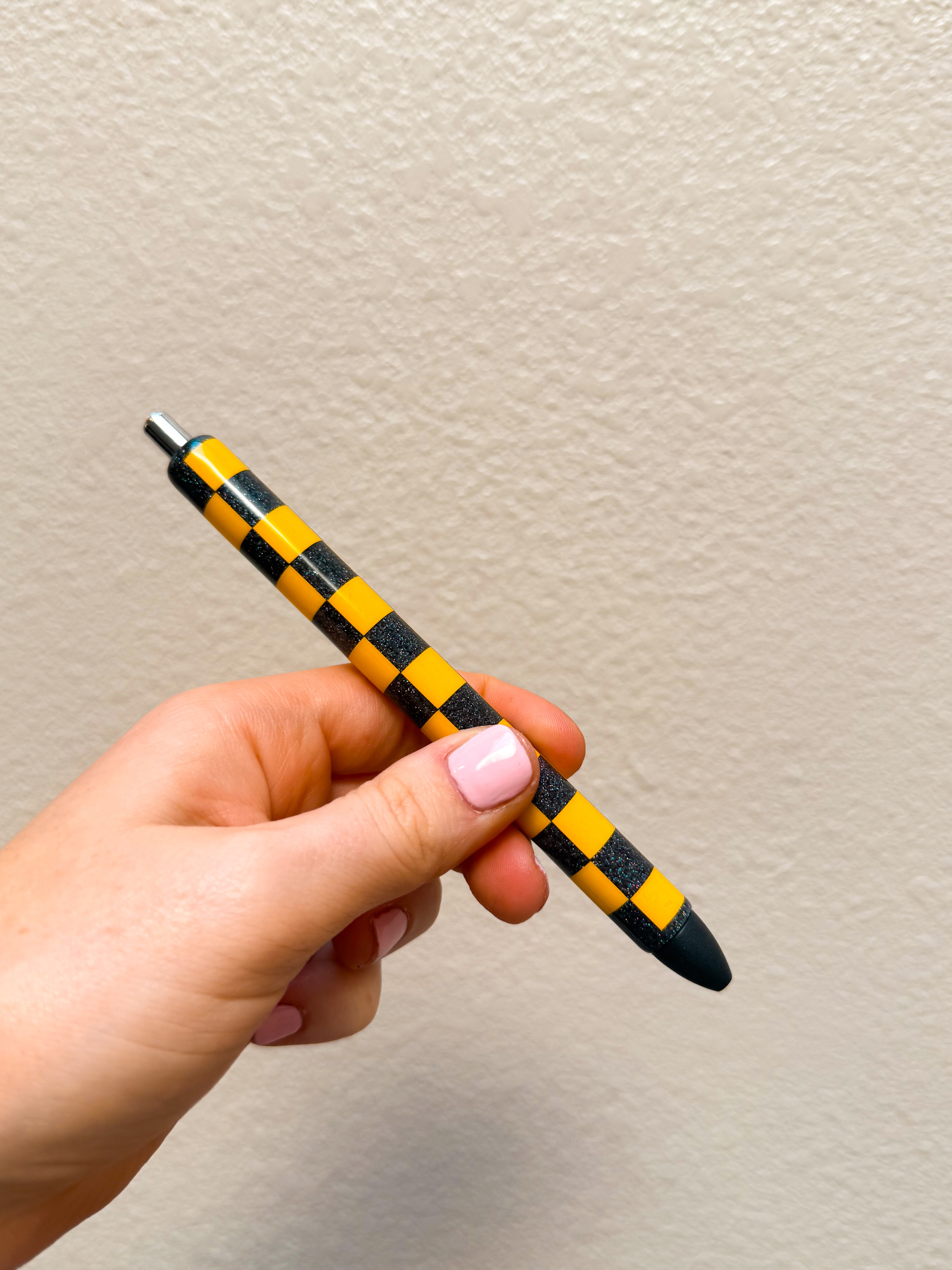 Yellow and Black Checkered Pen