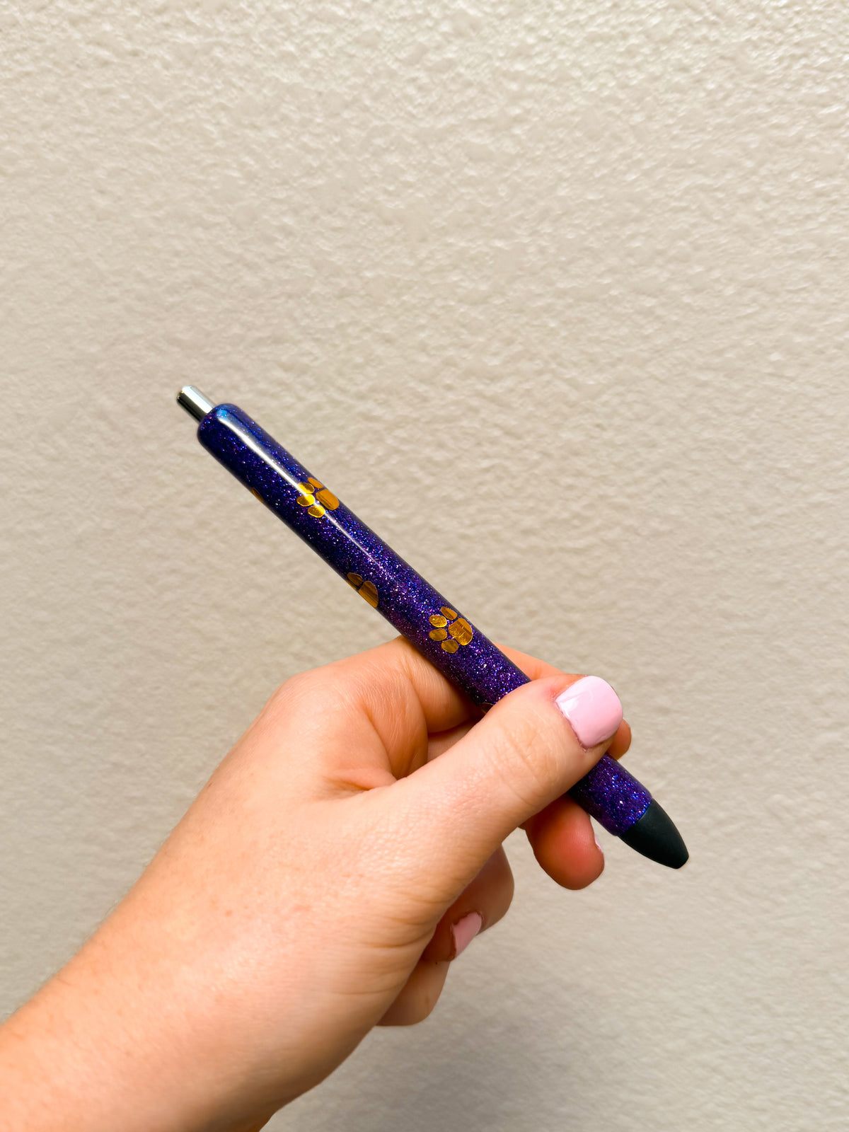 Purple Glitter Paw Print Pen