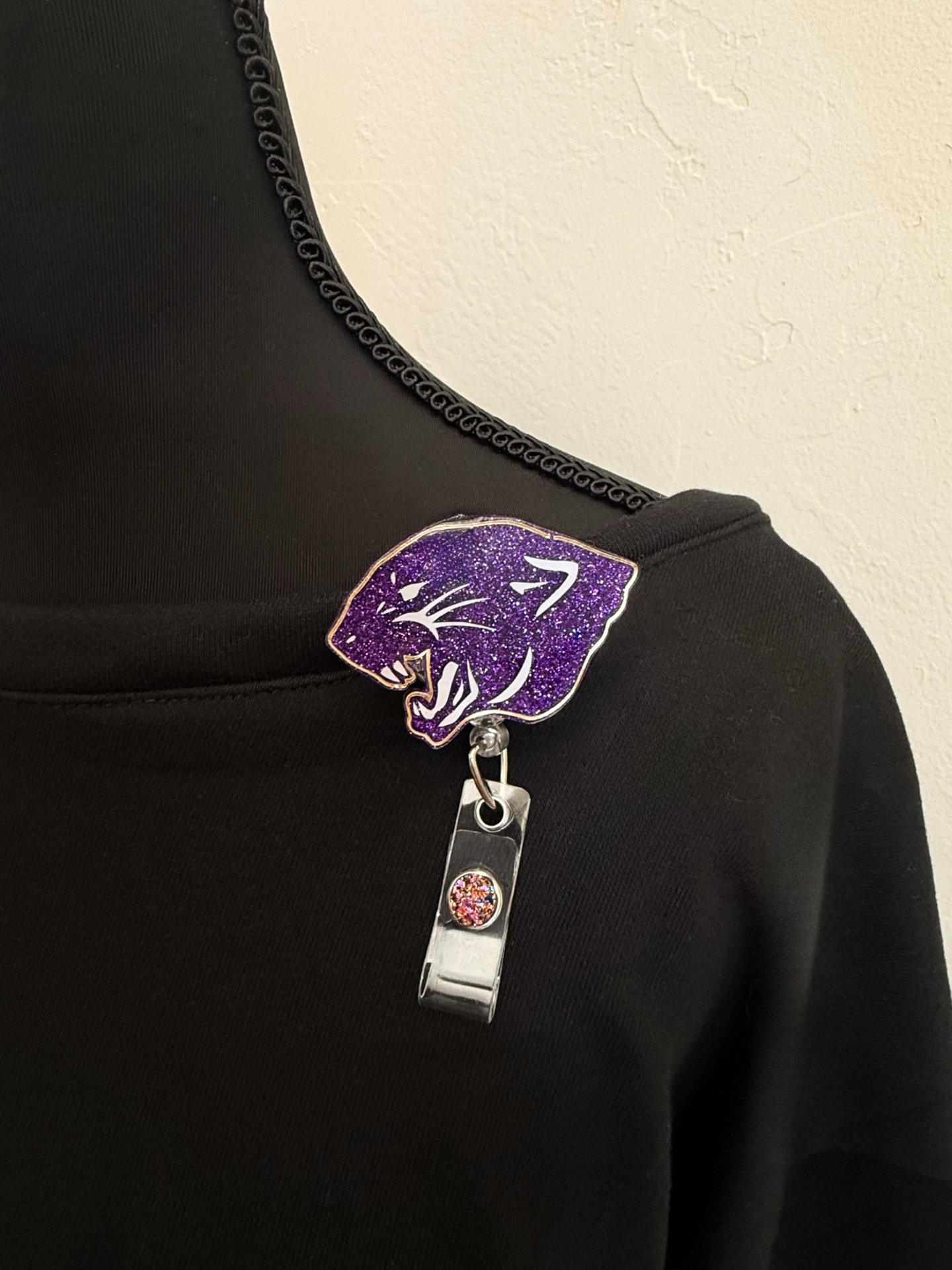 Dark Purple Panther Head Badge Reel
