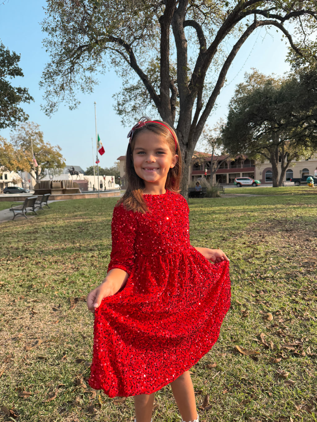 Christmas Red Velvet Sequin Dress