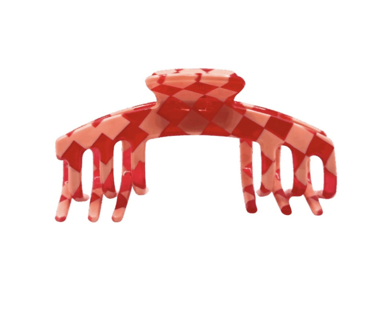 Red and pink checkered trucker claw clip