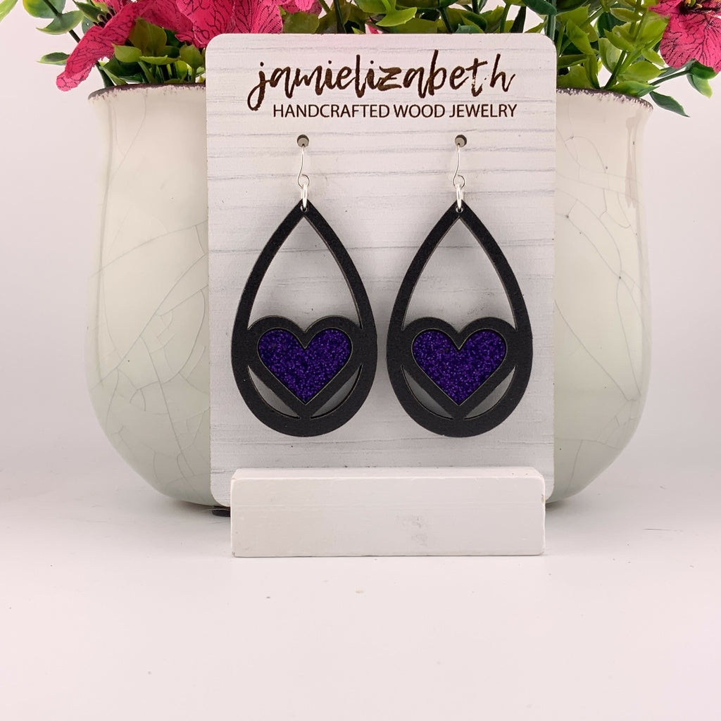 Purple Heart Earrings